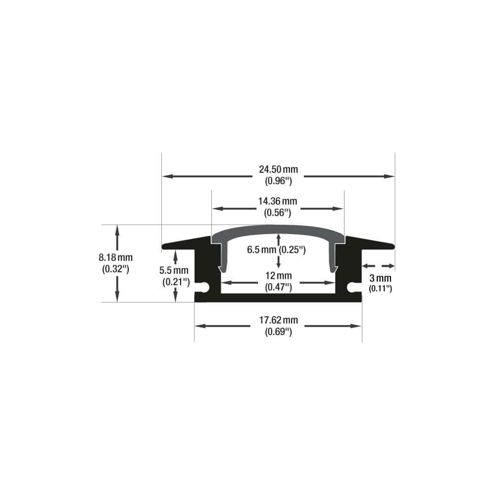 Aluminum LED Channel for LED Strips 2Meter(6.5ft) VBD-CH-RS5B-2