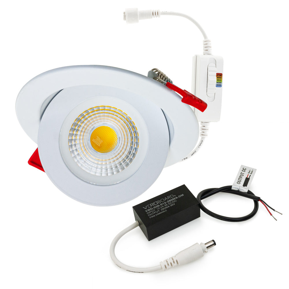 4 inch Dimmable Floating Gimbal Recessed LED Downlight / Ceiling Light LED-4-S9W-1224V-5CCTWH-EFG, 12V~36V 9W 5CCT