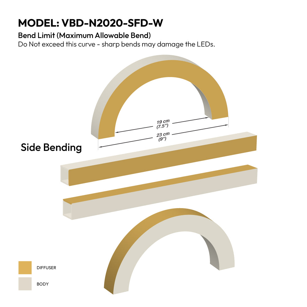White Silicone Flexible LED Neon channel VBD-N2020-SFD-W