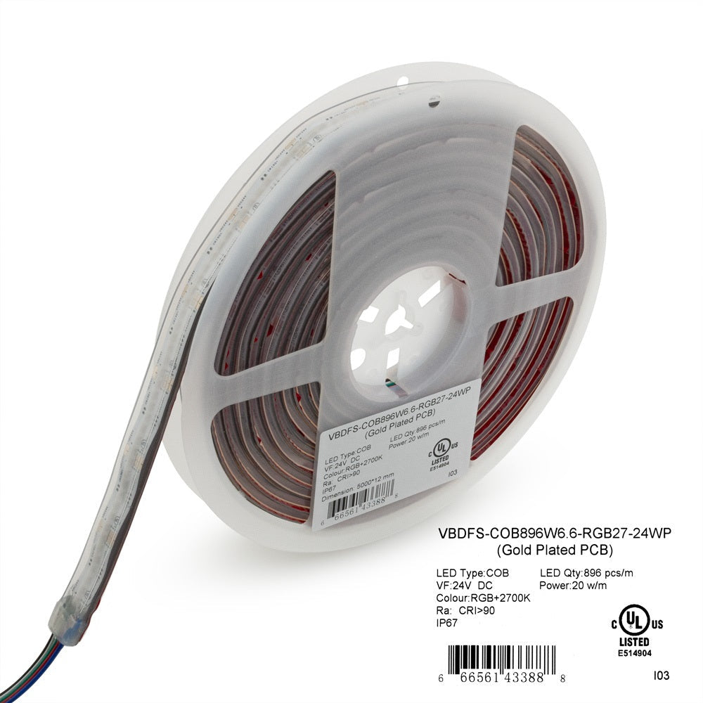 5M(16.4ft) Indoor LED Strip Light COB 24V 6.6W/ft