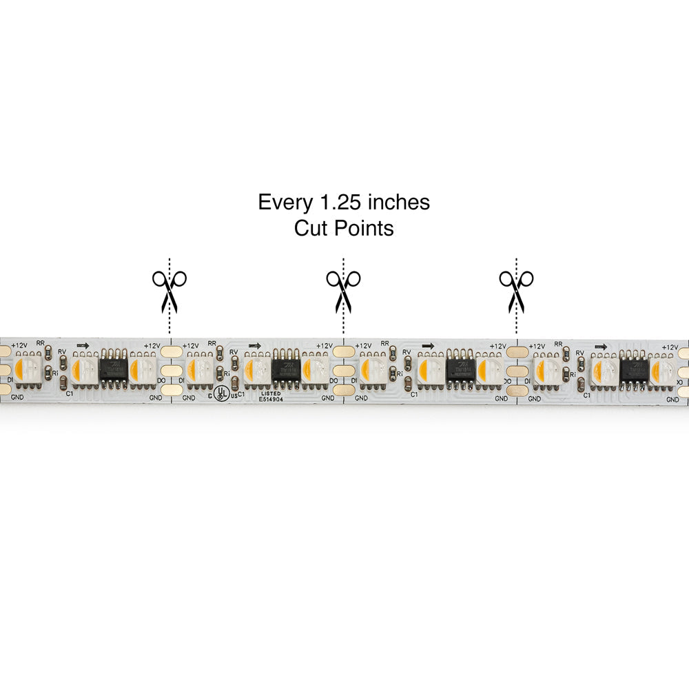 5M(16.4ft) Indoor LED Strip 5050, 12V 9(w/ft) 96(LEDs/m) Addressable RGBW Gold PCB, gekpower