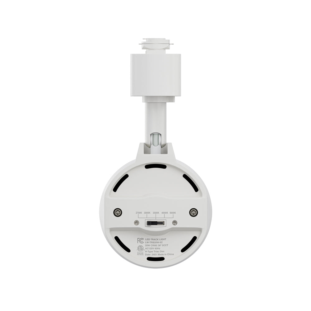 White LED Track Light Head VBD-LW-TRB20W-5C-W-XX, 120V 20W 5CCT(2.7K, 3K, 3.5K, 4K, 5K), gekpower