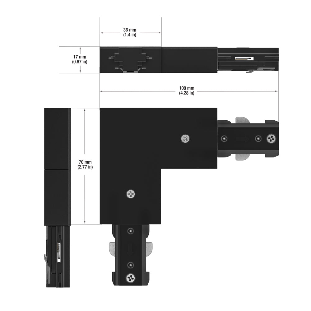 Track L shape Joiner Black H-Type VBD-0335-LJB