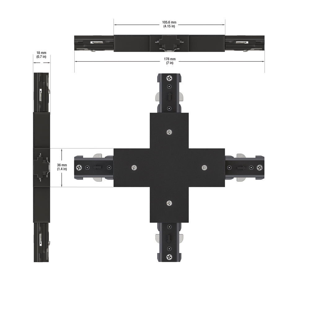 Track Cross Joiner Black H-Type VBD-0337-CJB
