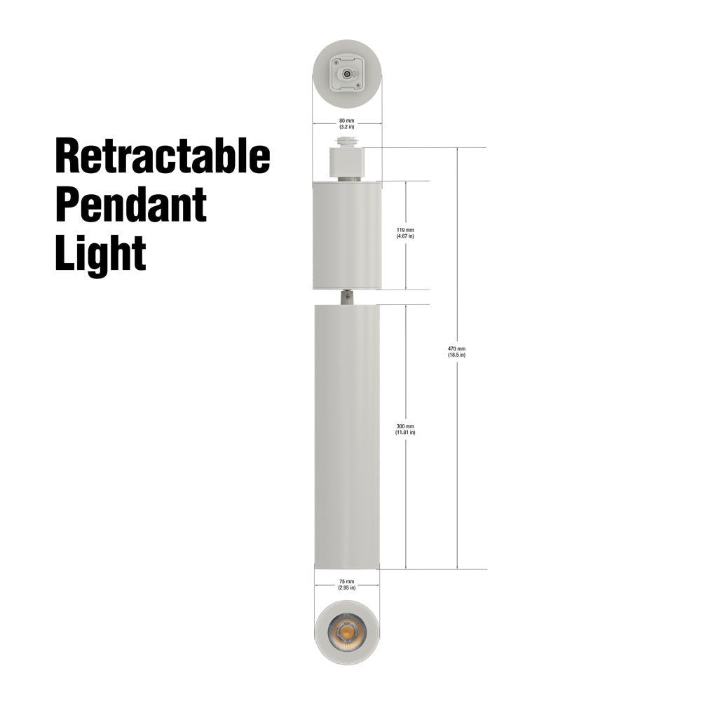 Adjustable height white Track Pendant Light Dimmable VBD-GD22D10D-3CCT-W, 120V 10W 3CCT 36 Degree