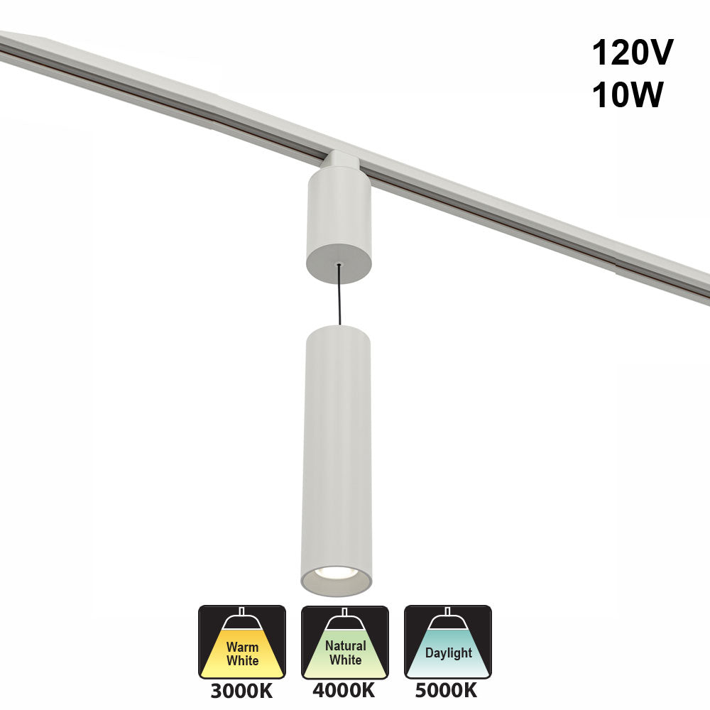 Adjustable height white Track Pendant Light Dimmable VBD-GD22D10D-3CCT-W, 120V 10W 3CCT 36 Degree