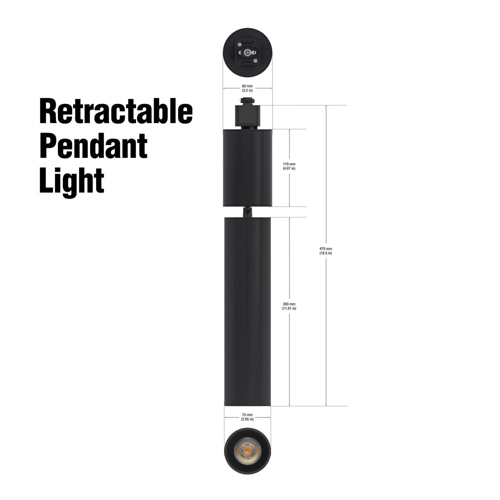 Adjustable height Black Track Pendant Light Dimmable VBD-GD22D10D-3CCT-B, 120V 10W 3CCT 36 Degree