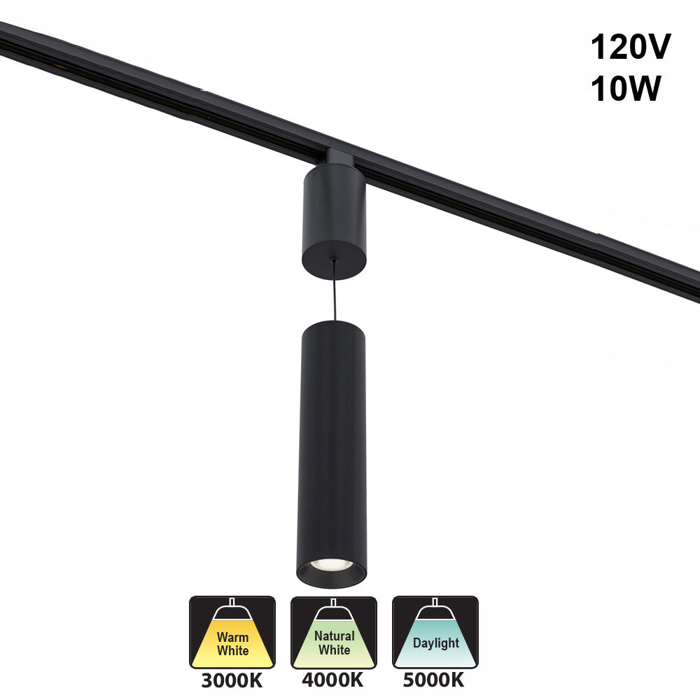 Adjustable height Black Track Pendant Light Dimmable VBD-GD22D10D-3CCT-B, 120V 10W 3CCT 36 Degree