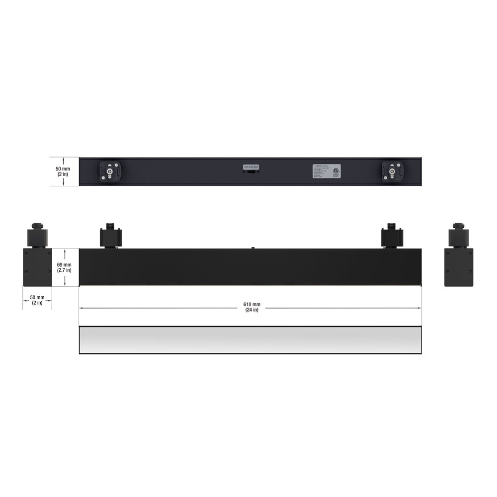 2ft Linear Black LED Track Light Head VBD-LW-TRL30W-BK, 120V 30W 3CCT(3K, 4K, 5K)