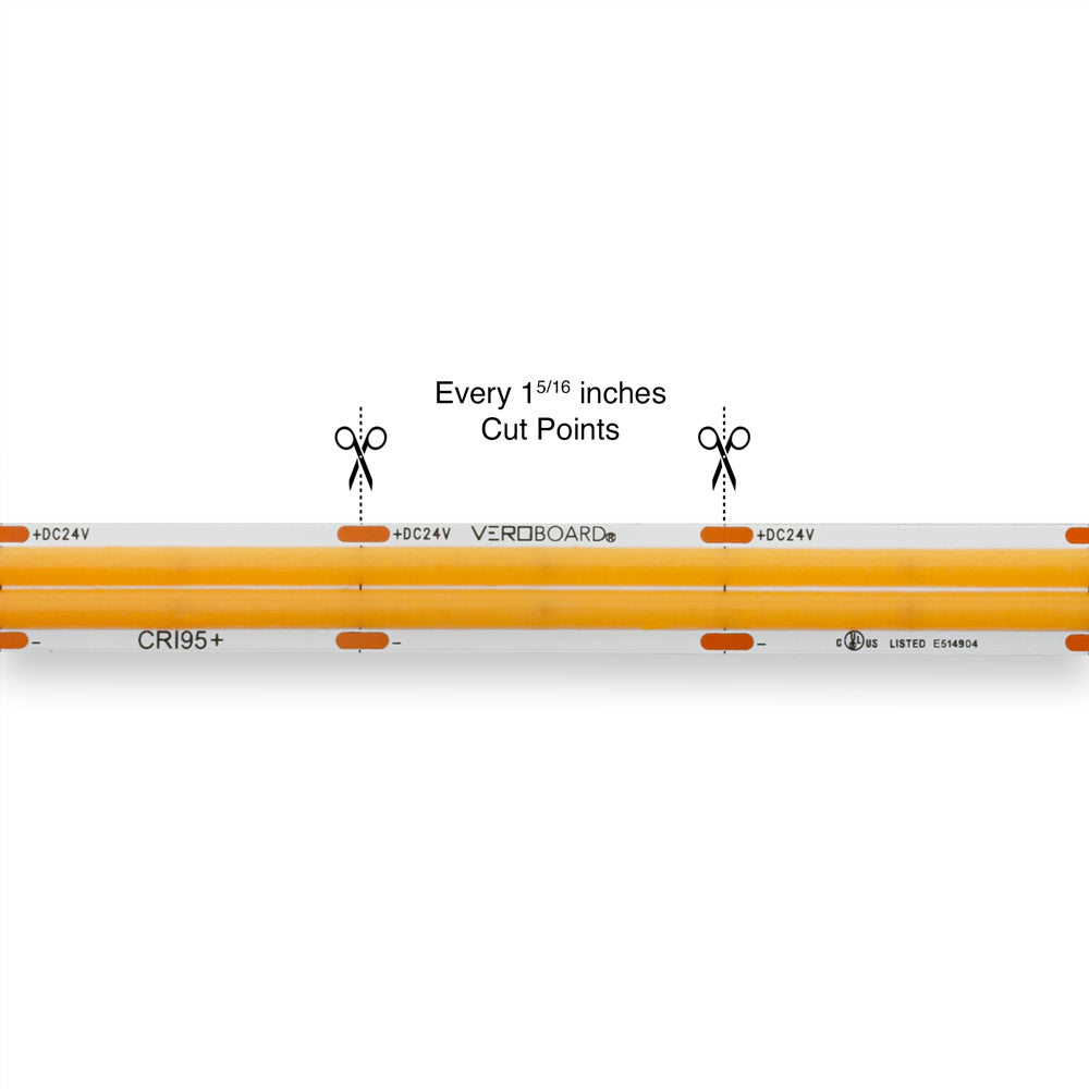 5M(16.4ft) Indoor LED Strip COB, 24V 6.6(w/ft) 665(Lm/ft) 960(LEDs/m) CCT(2.7K, 3K, 3.5K)