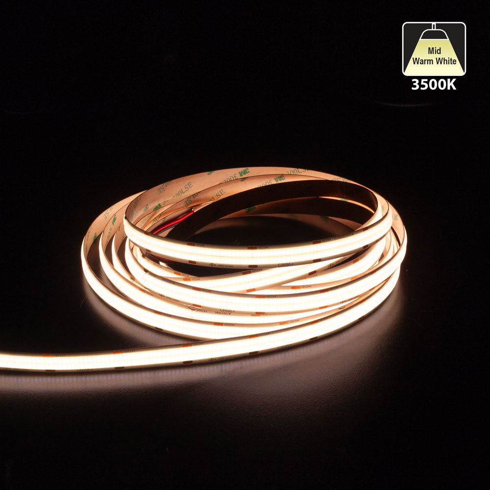 5M(16.4ft) Indoor LED Strip COB, 24V 6.6(w/ft) 665(Lm/ft) 960(LEDs/m) CCT(2.7K, 3K, 3.5K)