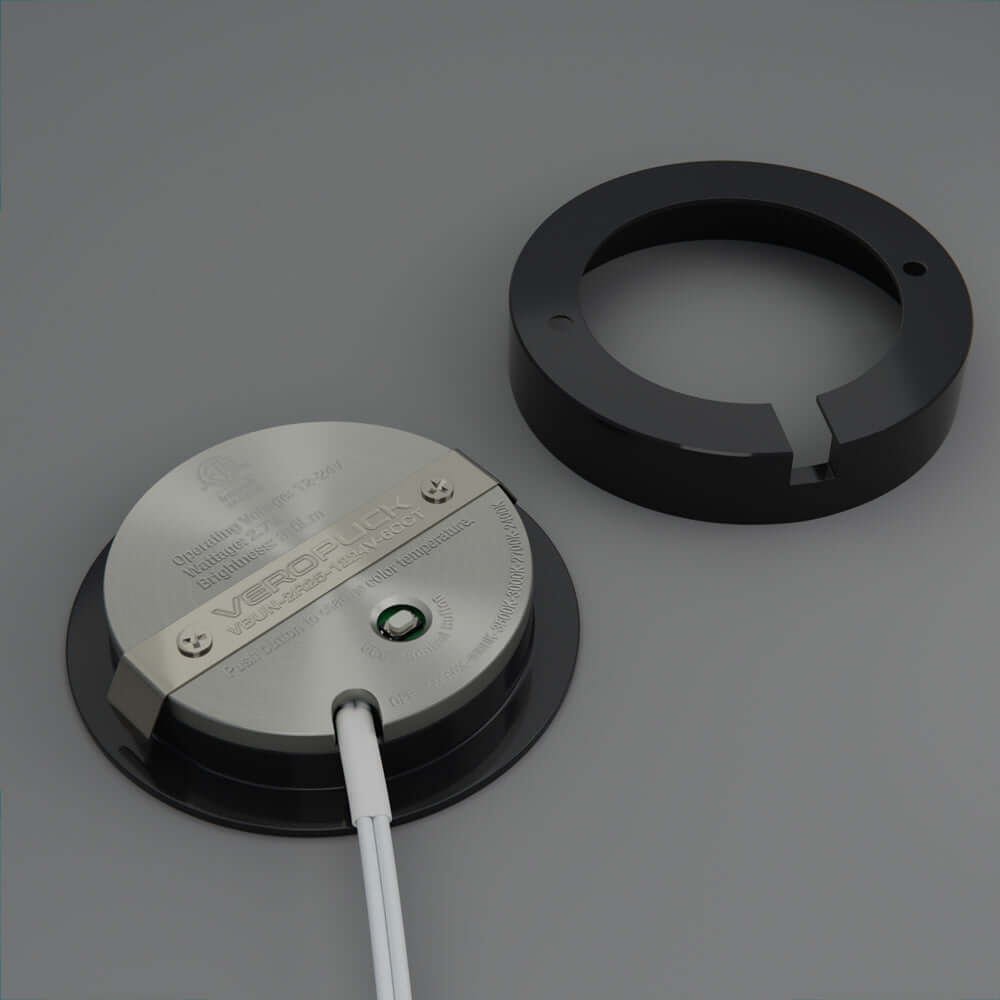 VBUN-2R25-1224V-6CCT-Black Round Cabinet Light 12-24V 2.7W selectable 6CCT