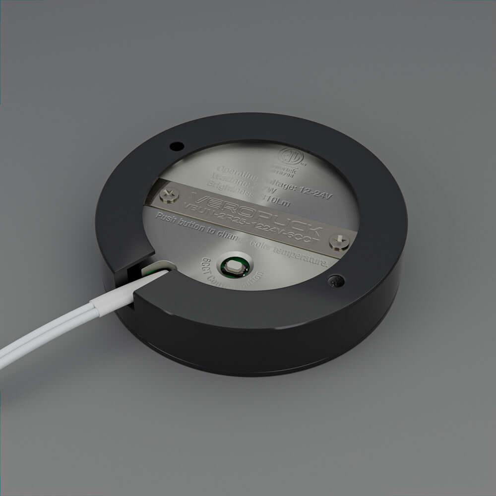 VBUN-2R25-1224V-6CCT-Black Round Cabinet Light 12-24V 2.7W selectable 6CCT