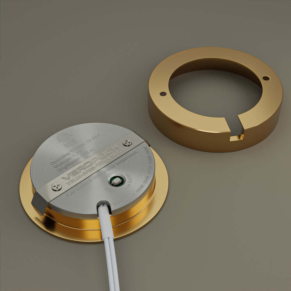 VBUN-2R25-1224V-6CCT-Gold Round Cabinet Light 12-24V 2.7W selectable 6CCT