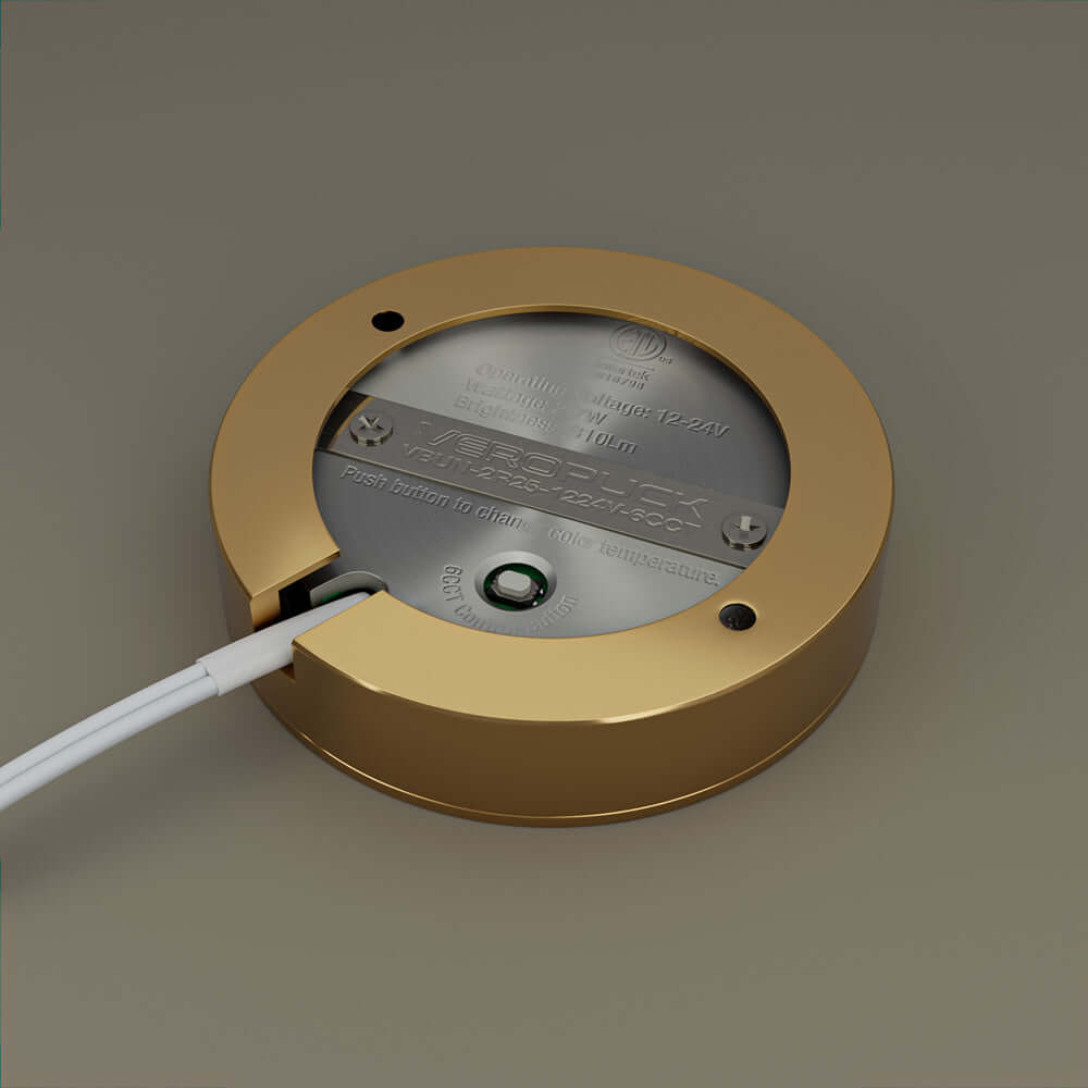 VBUN-2R25-1224V-6CCT-Gold Round Cabinet Light 12-24V 2.7W selectable 6CCT
