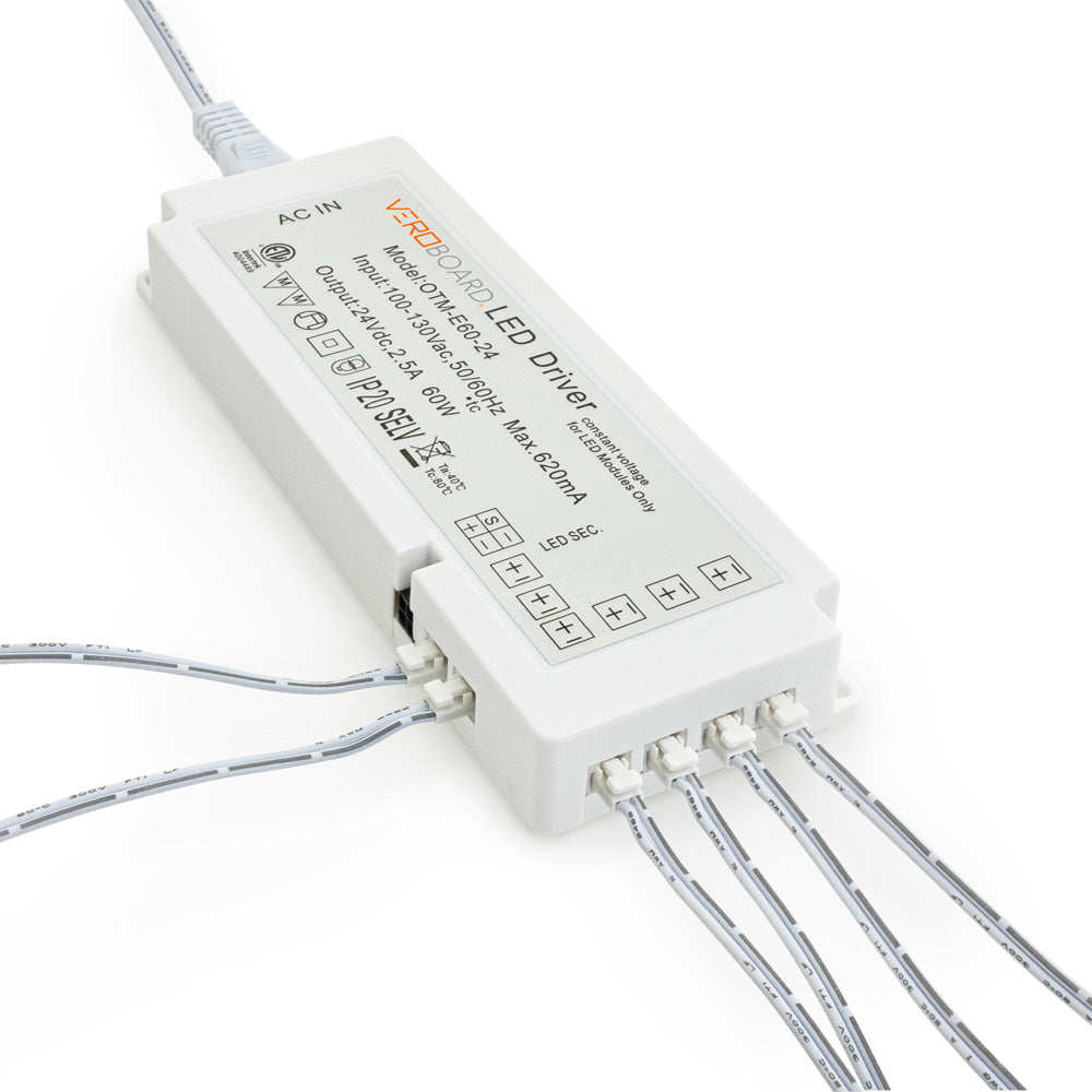 OTM-E60-24 Non-Dimmable LED Driver 6-way Output Plugin Power Supply for Cabinet Lights, gekpower