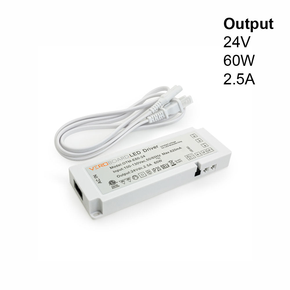 OTM-E60-24 Non-Dimmable LED Driver 6-way Output Plugin Power Supply for Cabinet Lights, gekpower