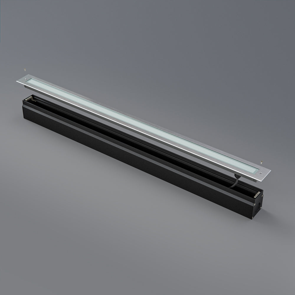 40-inch outdoor recessed LED inground light 24v 26.5w 3000k with sleek design and warm white illumination.