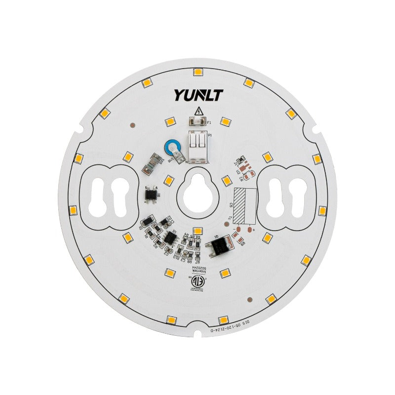 5 inch round ZEGA LED module for lighting applications, featuring a circular design and multiple LED elements.