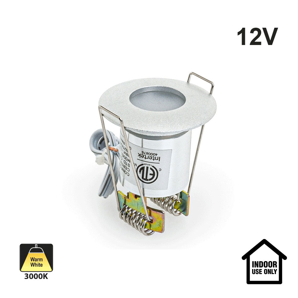 P105-SN-3000 Round Dimmable LED Step Light, 12V 0.6W 3000K(Warm White) Silver Grey