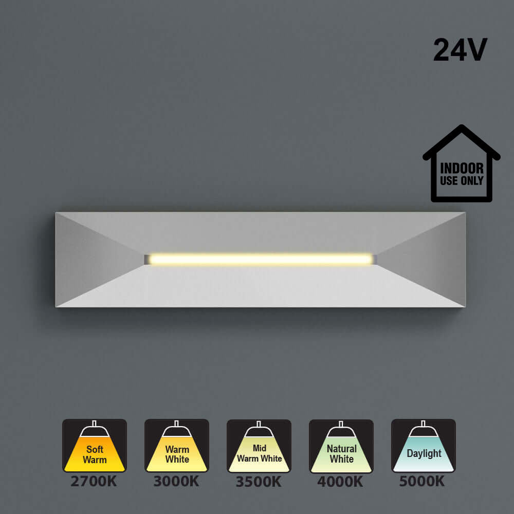 4 inch Linear Step Light 24V 0.6W CCT(2.7K, 3K, 3.5K, 4K, 5K) Silver Grey