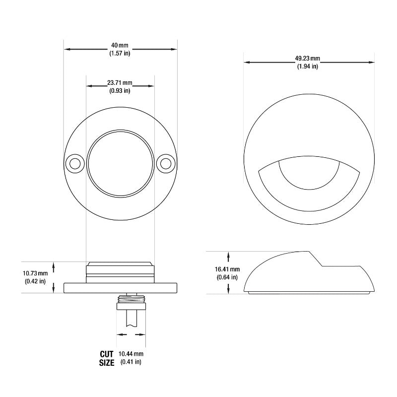 Round LED Step Light/ Pathway Light Eyelid Trim White