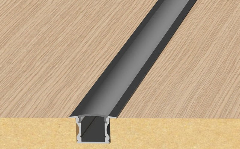 15mm Deep Dot-Free Recessed Black Aluminum Linear LED Light 12V - RF1B - GekPower