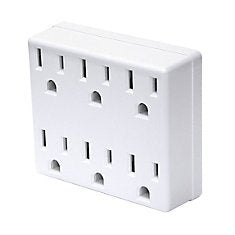 Leviton Duplex-to-Six Plug-In Adapter, White