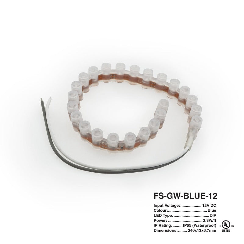 24cm(9.4inch) Great Wall DIP LED Strip FS-GW-Blue-12, 12V 0.19(w/ft) Blue - GekPower