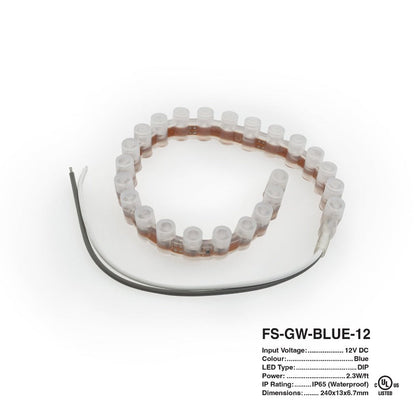 24cm(9.4inch) Great Wall DIP LED Strip FS-GW-Blue-12, 12V 0.19(w/ft) Blue - GekPower