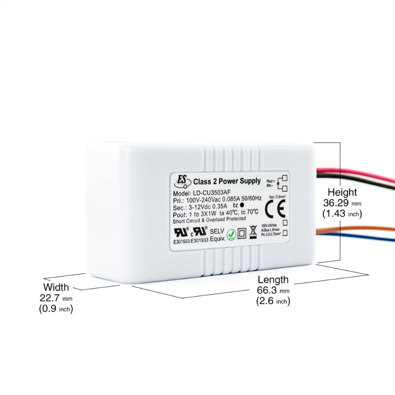 ES LD-CU3503AF Constant Current LED Driver 350mA 3–12V DC, gekpower