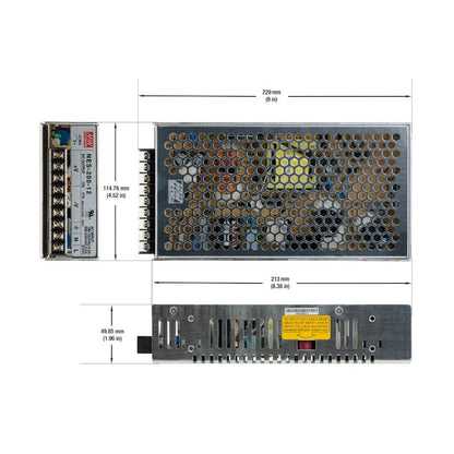 Mean Well NES-200-12 Metal Case Non-Dimmable LED Driver, 12V 17A 204W - GekPower