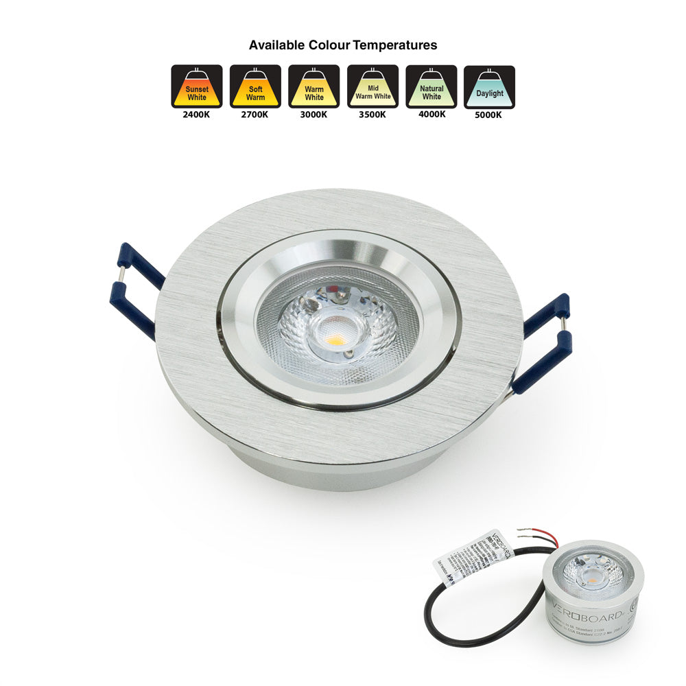 VBD-MTR-70T Low Voltage IC Rated Downlight LED Light Fixture, 3 inch Round Brushed Chrome, gekpower