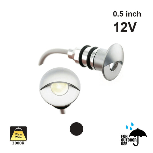 C1024WW Recessed Outdoor Dimmable Step Light/ Pathway Light/ Deck Light Eyelid Light, 12V 1W 3000K(Warm White) Silver Grey, Black