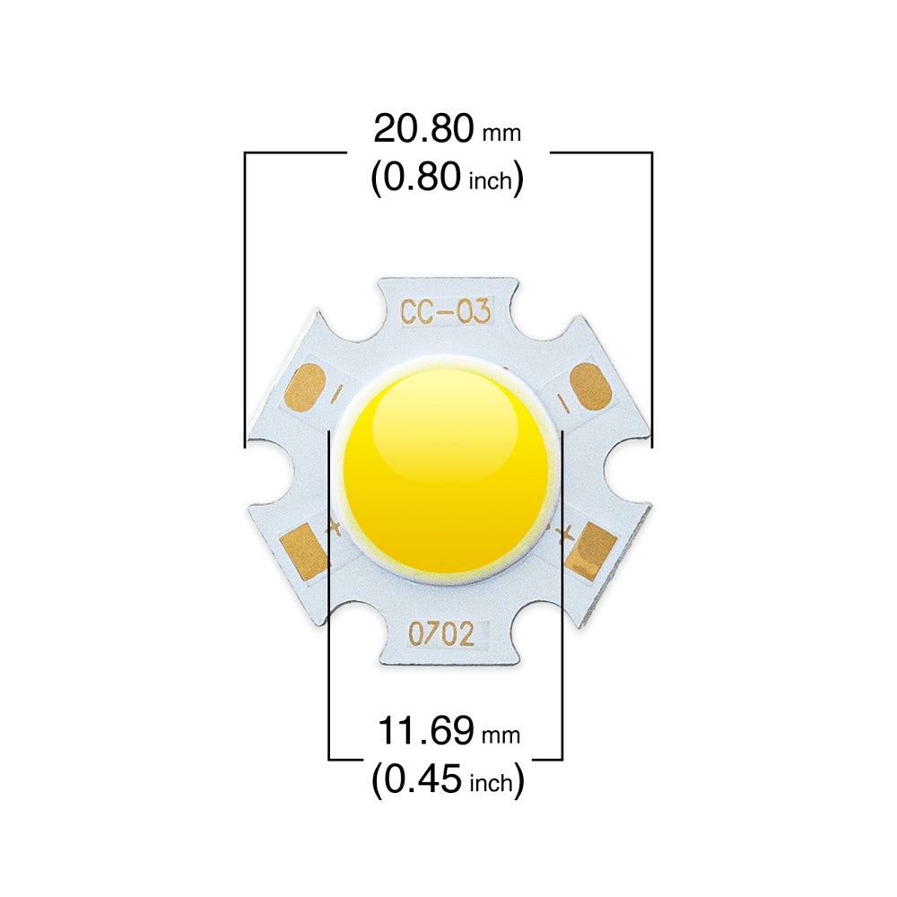 7W Constant Current COB LED Chip 3000K(Warm White), gekpower