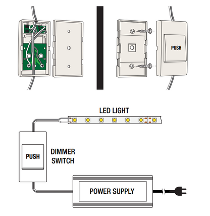 Wall Mount Low Voltage LED dimmer Switch Push