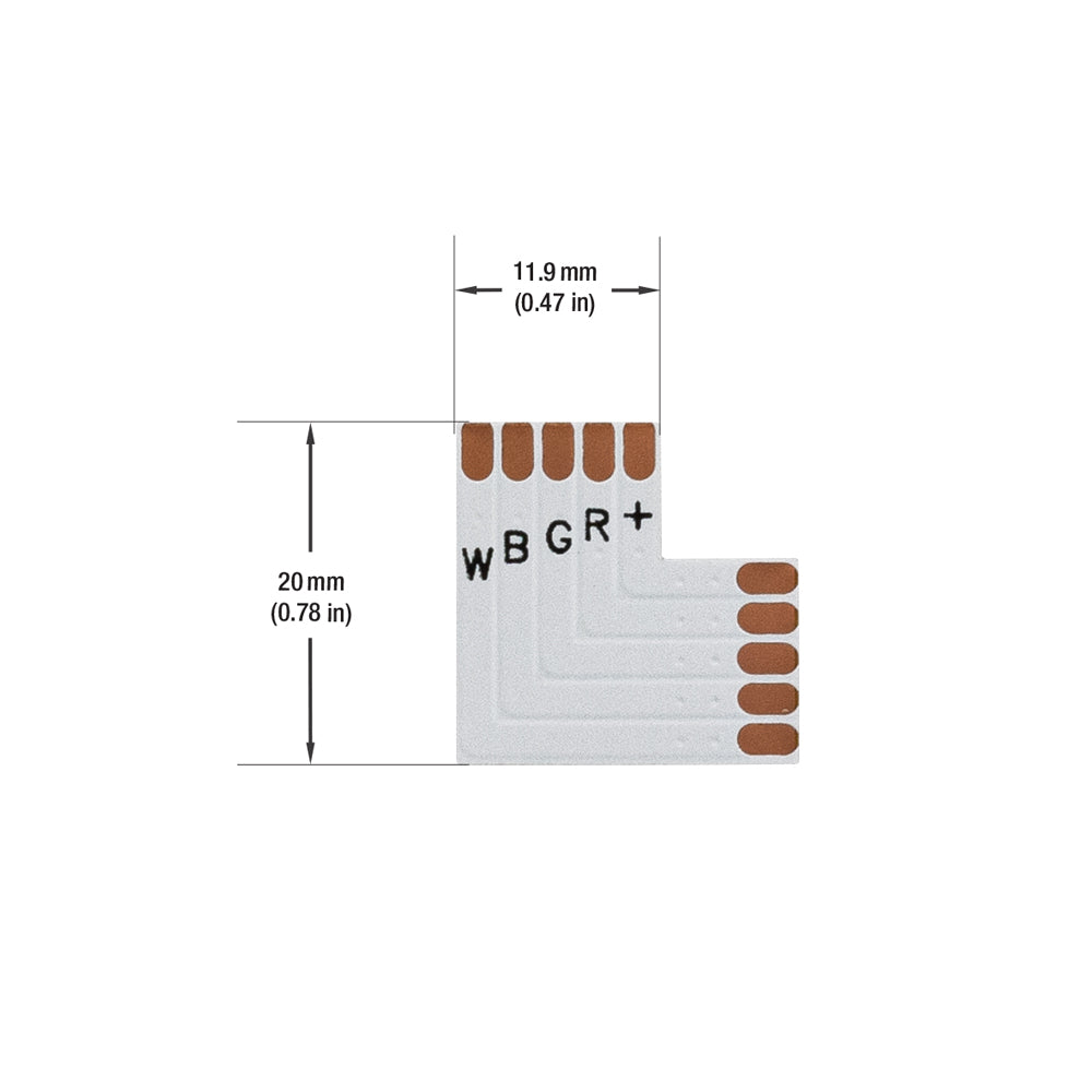 VBD-FPC12-L5A PCB Type RGBW L Shape Connector(12mm) (Pack of 3)