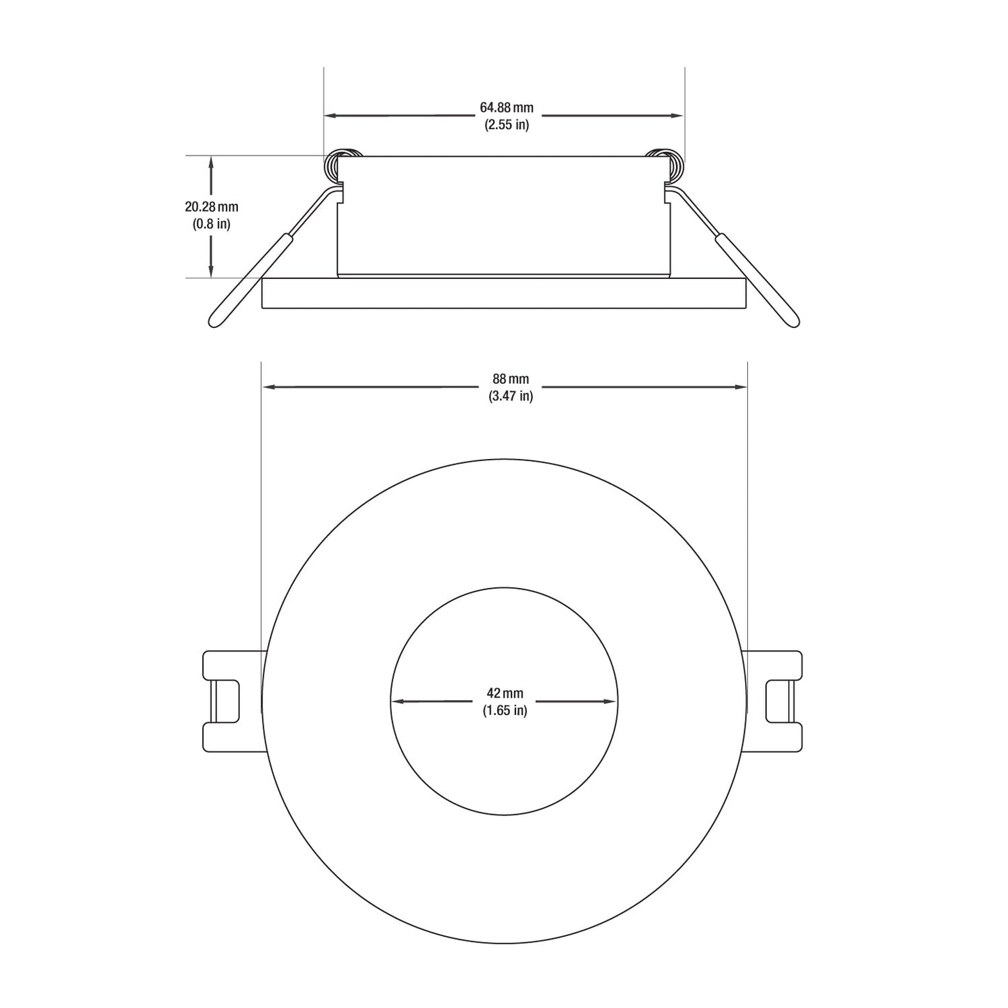 VBD-MTR-4W Low Voltage IC Rated Recessed LED Light Fixture, 2.5 inch Round White mr16 fixture, gekpower