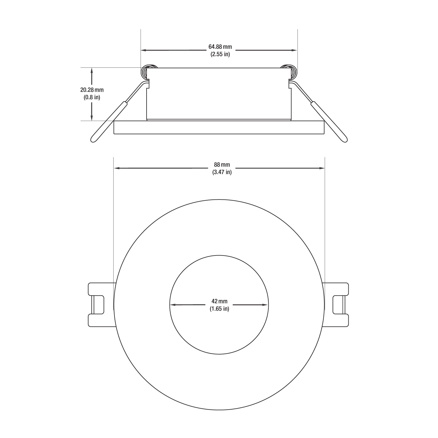 VBD-MTR-4W Low Voltage IC Rated Recessed LED Light Fixture, 2.5 inch Round White mr16 fixture, gekpower