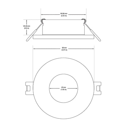 VBD-MTR-4W Low Voltage IC Rated Recessed LED Light Fixture, 2.5 inch Round White mr16 fixture, gekpower