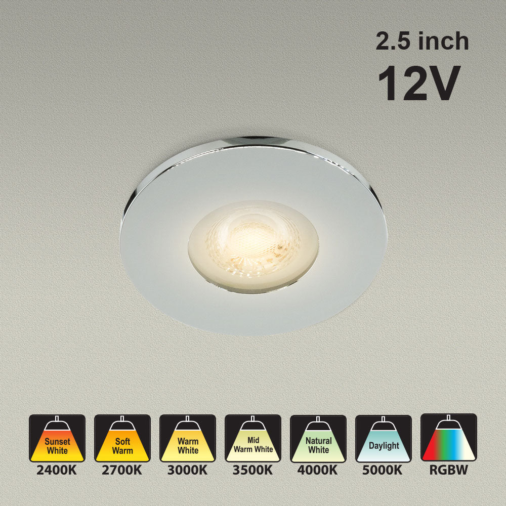 VBD-MTR-5C Low Voltage IC Rated Downlight LED Light Fixture, 2.5 inch Round Chrome mr16 fixture, gekpower