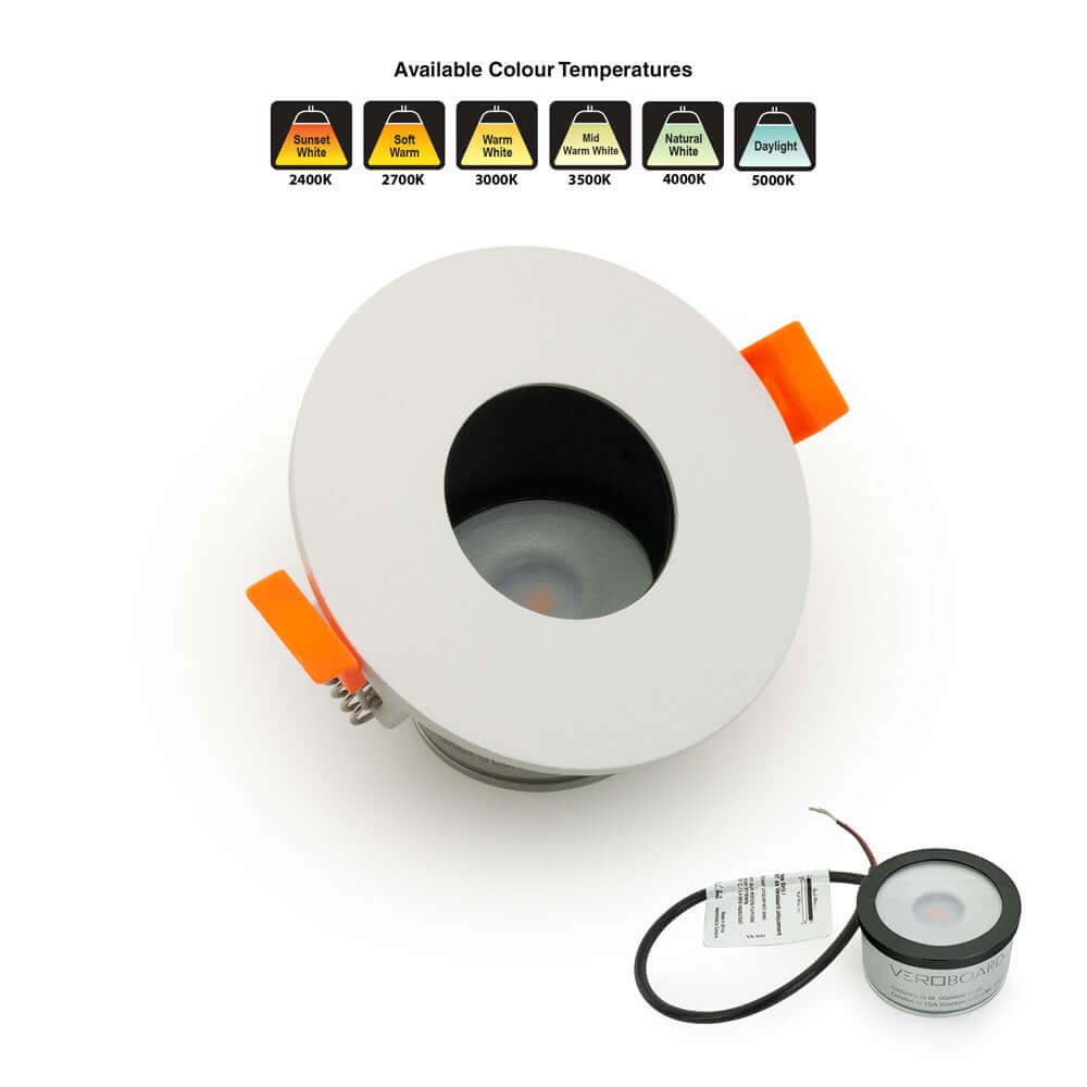 VBD-MTR-5W 12V Low Voltage IC Rated Downlight LED Light Fixture, 2.5 inch Round White