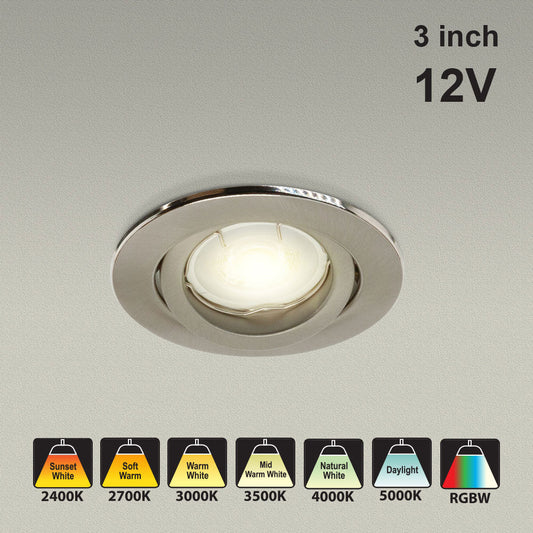 VBD-MTR-65T Low Voltage IC Rated Downlight LED Light Fixture, 3 inch Round Nickel Chrome, mr16 fixture, gekpower