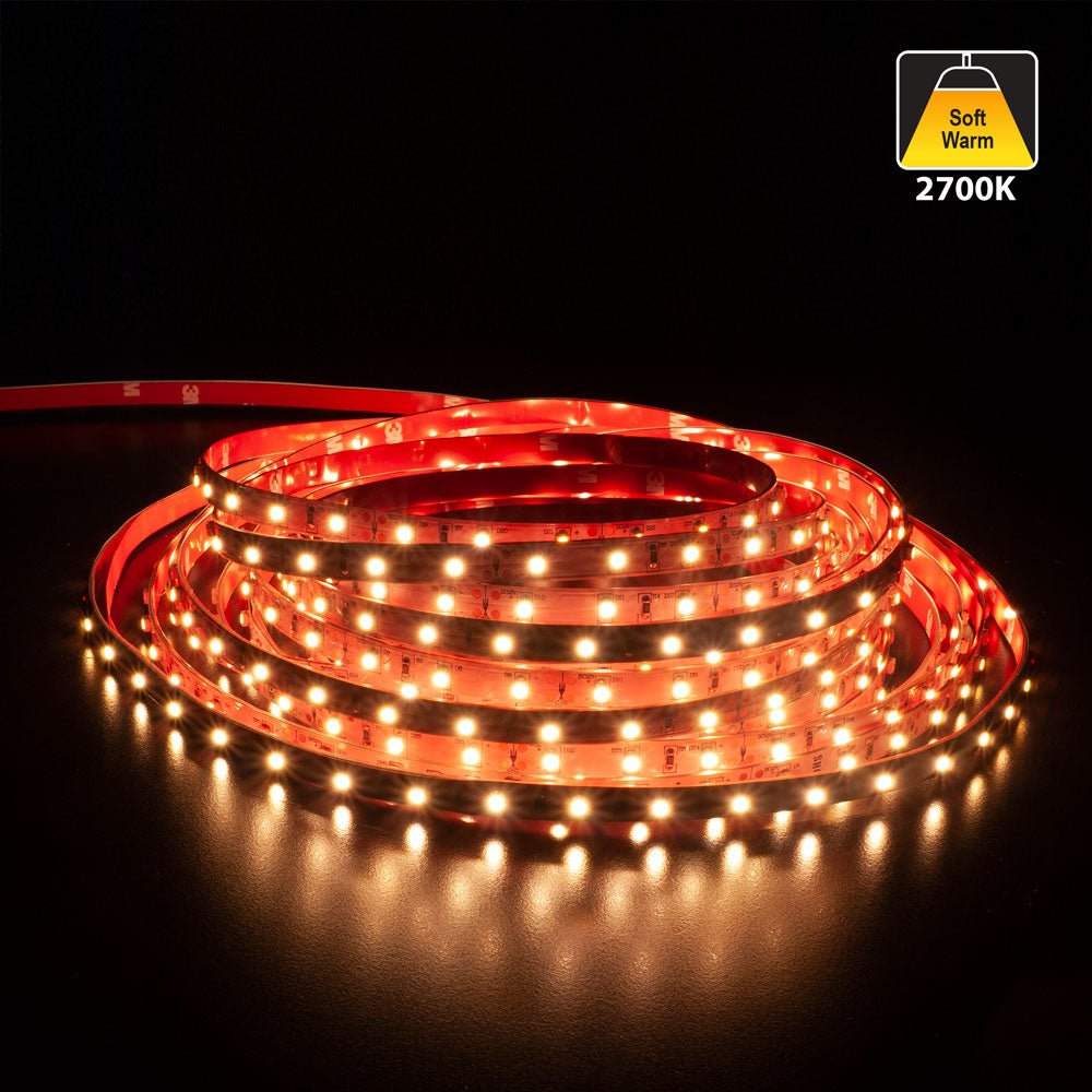 10M(32.8ft) Indoor LED Strip Light 3528, 12V 1.5(w/ft) 128-146(Lm/ft) 60(LEDs/m) CCT(2.7K, 3K, 3.5K, 4K, 5K)