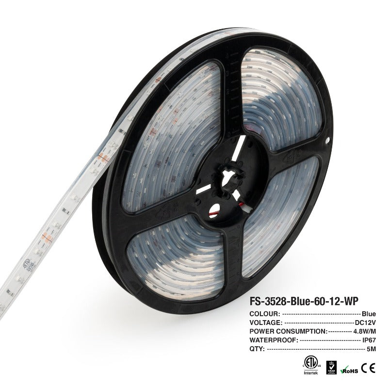 5M(16.4ft) Waterproof LED Strip 3528, 12V 1.5(w/ft) CCT(Blue, Green Red) - GekPower