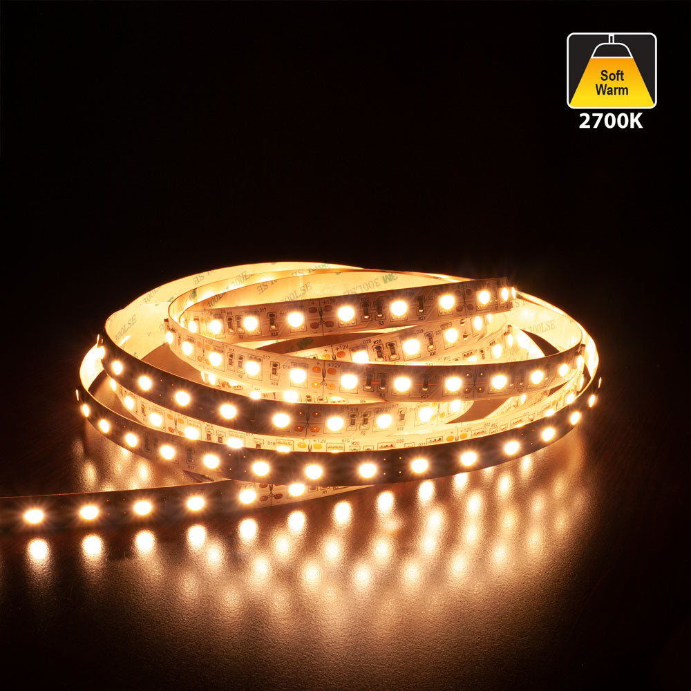 5M(16.4ft) Indoor LED Strip 5050, 12V 4.5(w/ft) 360-396(Lm/ft) 60(LEDs/m) CCT(1.5K, 2.7K, 4K, 5K) - GekPower