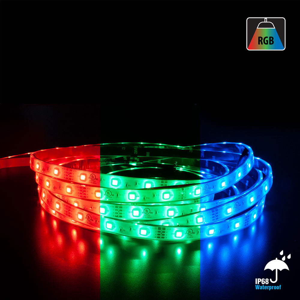 10M(32.8ft) Waterproof LED Strip 5050, 12V 2(w/ft) RGB - GekPower