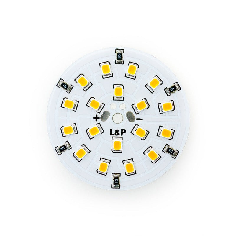 12V Flat Round PCB 18 SMD 3528 LED 2W Warm White - GekPower