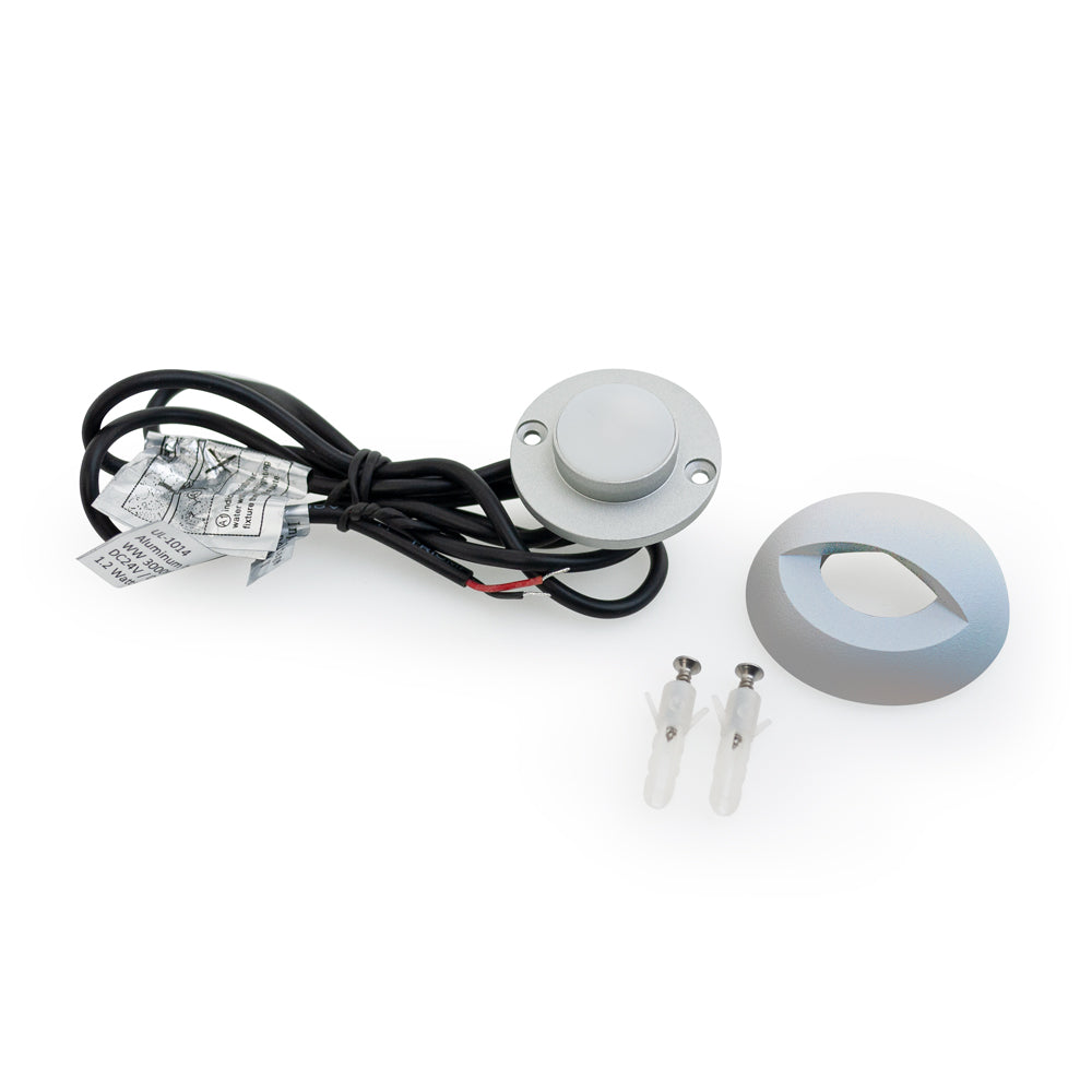 Round LED Step Light/ Pathway Light Eyelid Trim Silver Grey TYPE3 3000K(Warm White), gekpower