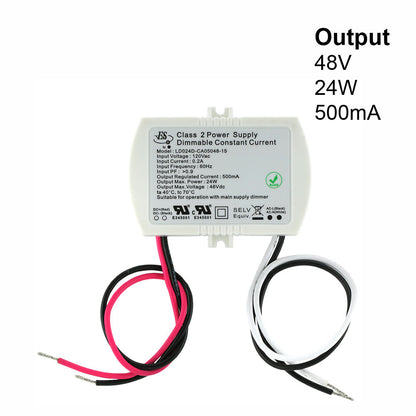 Dimmable Canada, British Columbia, North America. ES LD024D-CA05048-15 Constant Current LED Driver, 500mA 48V 24W max